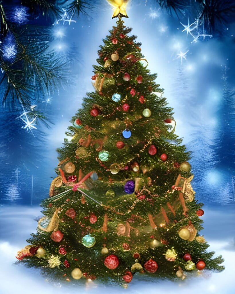 Decorated Christmas Tree digital artwork for the holiday