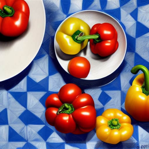 digital art Tomatoes and Peppers still life