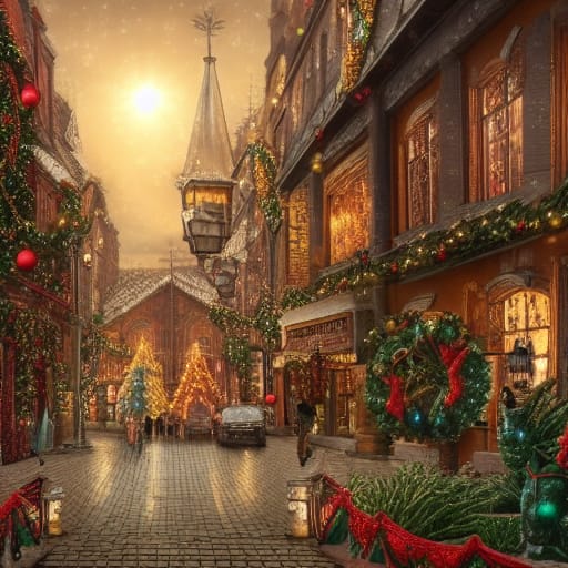 Victorian Christmas Scene, digital computer-generated artwork