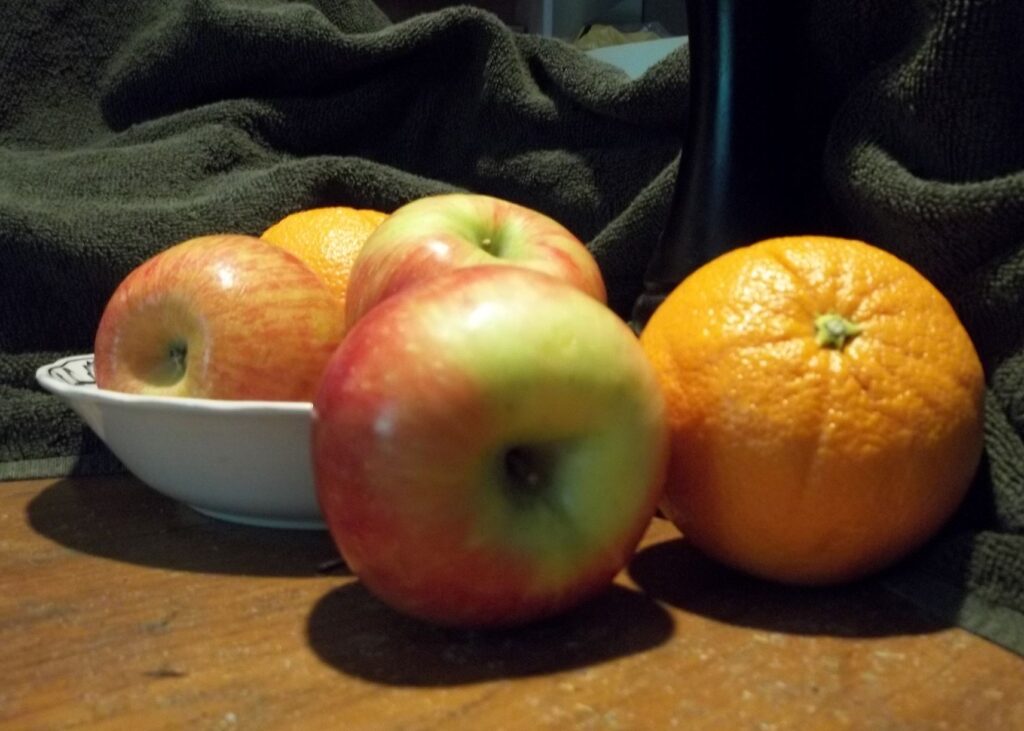 reference photo for my watercolor painting, a still life with fruit