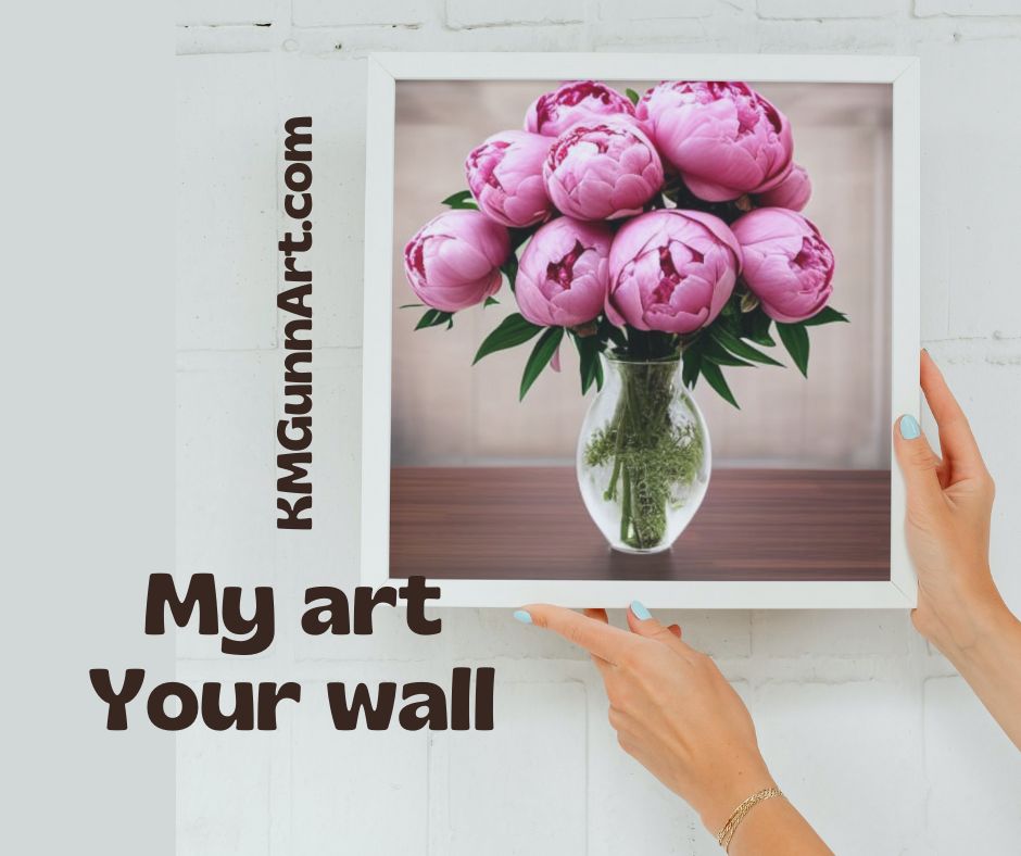 square-format digital floral artwork Pink Peonies